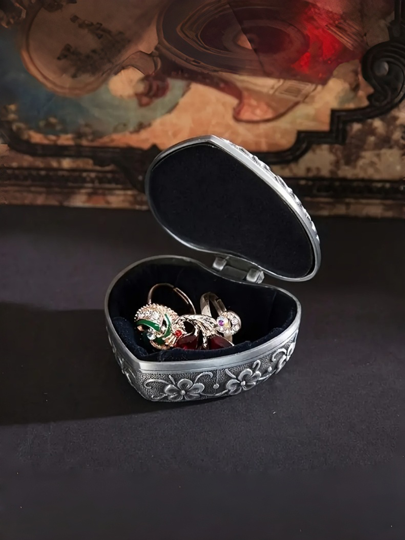 Custom Engraved Metal Relief Jewelry Boxes & Wedding Ring Storage Boxes